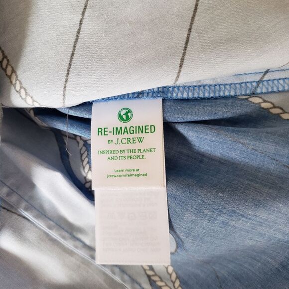 J. Crew Tailored Slim Cotton Poplin Shirt Nautical Italy Ratti Regatta Size 8 - Picture 9 of 14